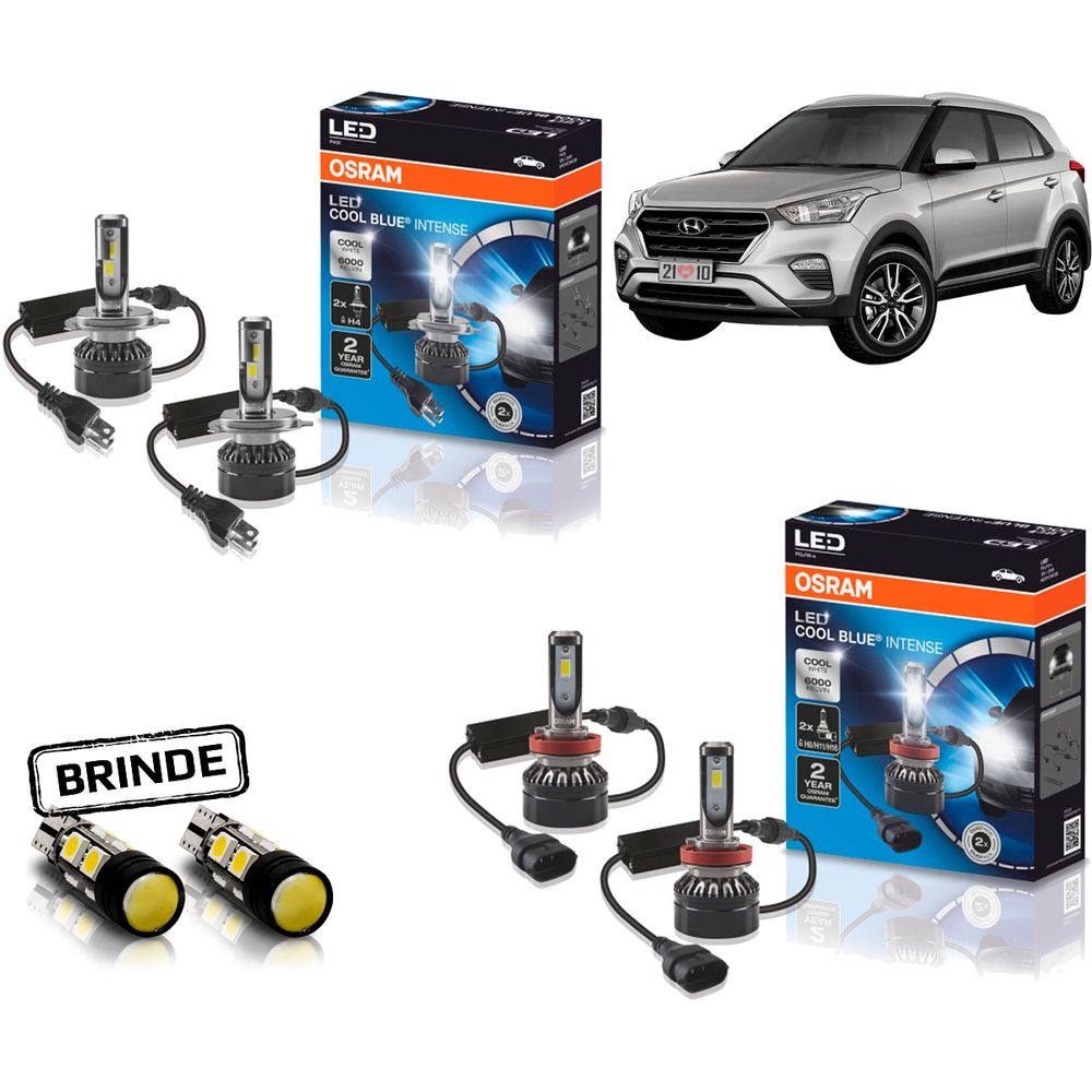 Kit Lampada Led Osram Farol e Milha Creta 2018 2019 2020 adoromeucarro